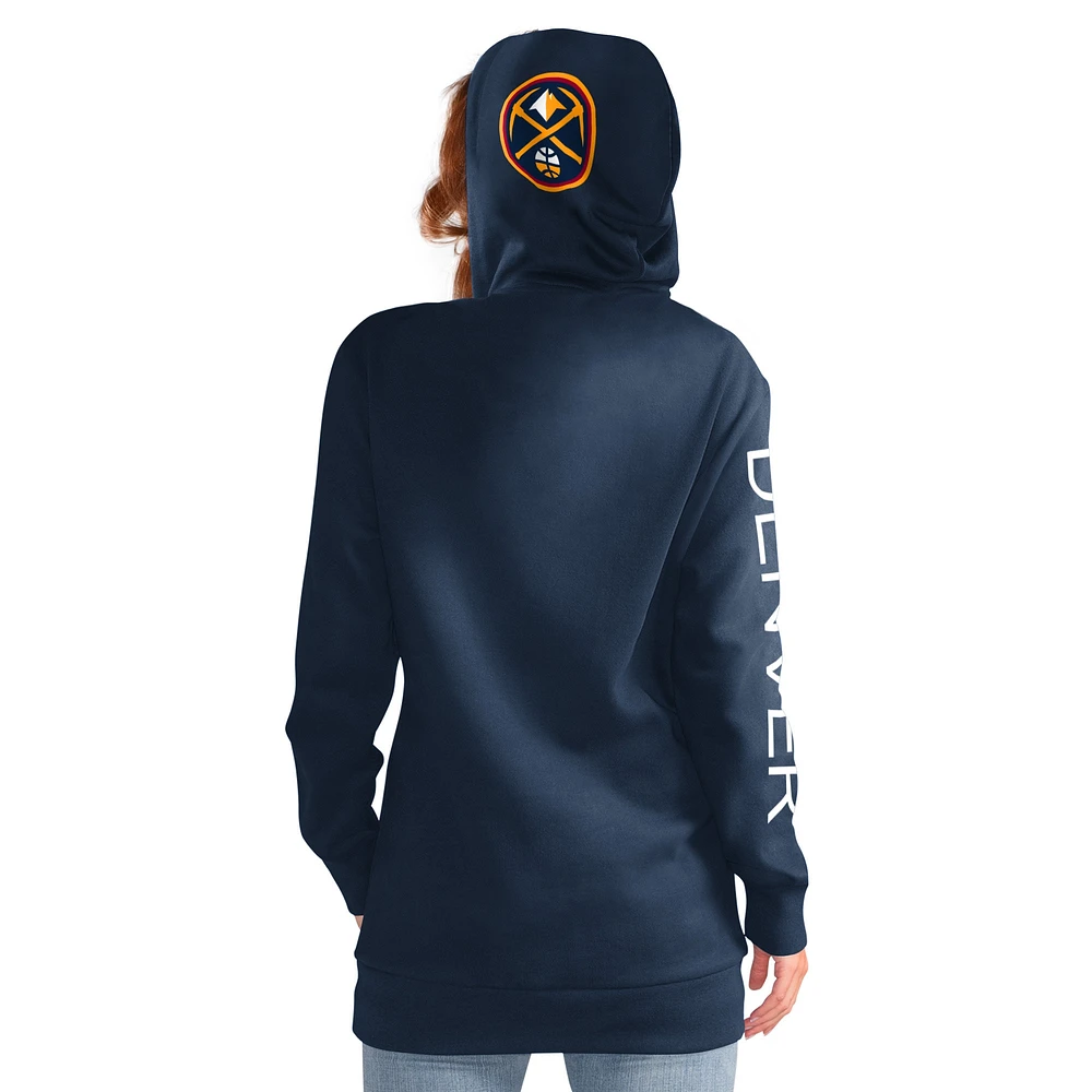 Women's G-III 4Her by Carl Banks Navy Denver Nuggets Base Coach Pullover Hoodie