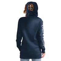 Women's G-III 4Her by Carl Banks Navy Denver Nuggets Base Coach Pullover Hoodie