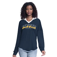 Haut à capuche surdimensionné manches longues et logo Denver Nuggets Bench Player pour femme G-III 4Her par Carl Banks bleu marine