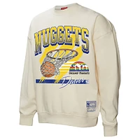 Women's Mitchell & Ness Cream Denver Nuggets Brush Bucket Pullover Sweatshirt