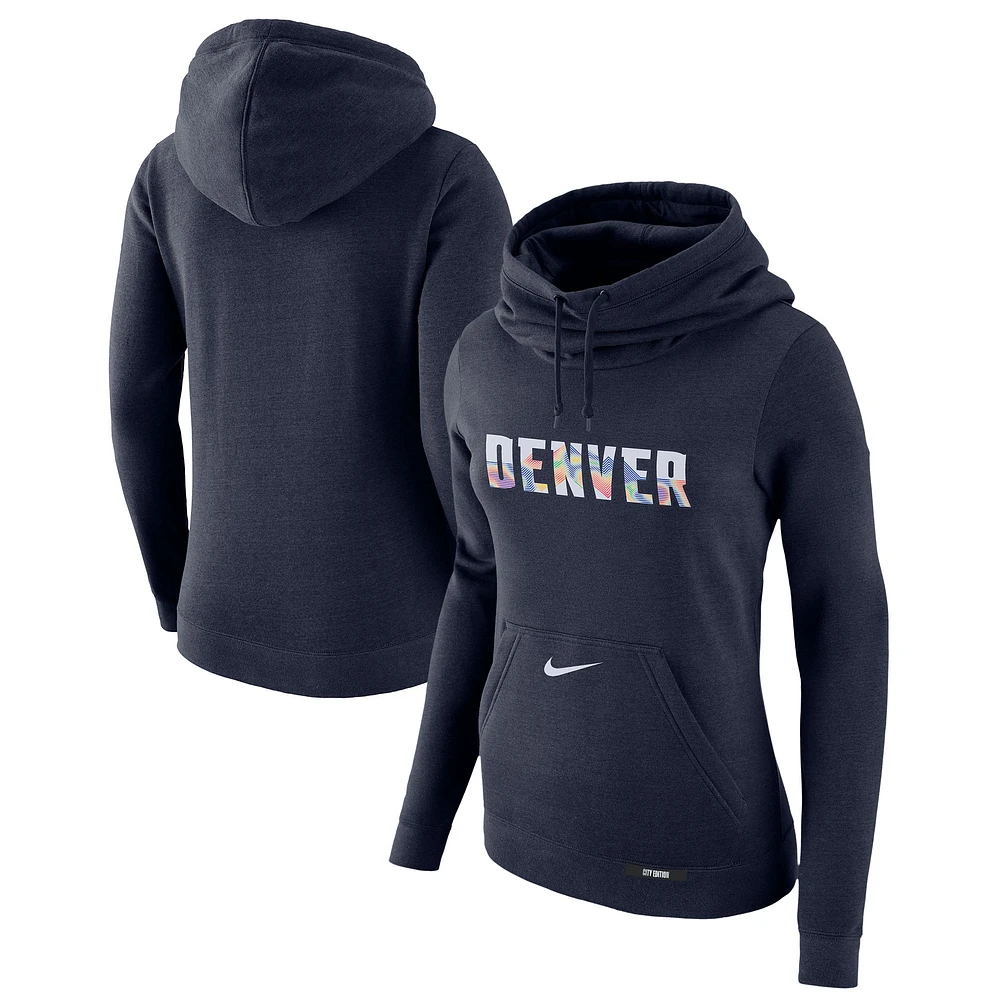 Sweat à capuche Nike Denver Nuggets 2024/25 City Edition Essential Club bleu marine pour femme