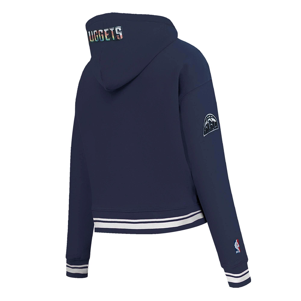 Women's Pro Standard Navy Denver Nuggets 2024/25 City Edition Cropped Pullover Hoodie