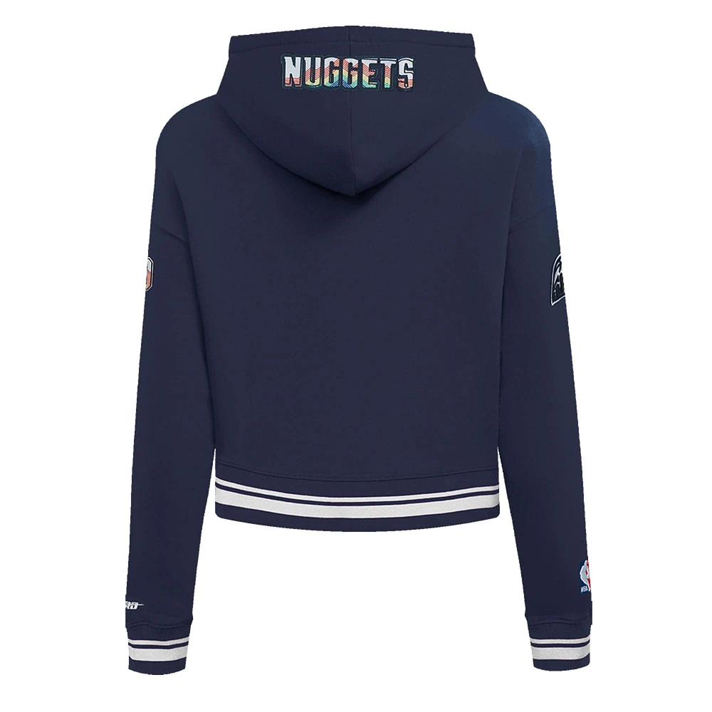 Women's Pro Standard Navy Denver Nuggets 2024/25 City Edition Cropped Pullover Hoodie