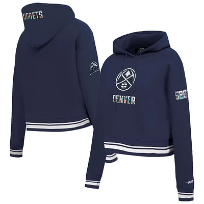 Women's Pro Standard Navy Denver Nuggets 2024/25 City Edition Cropped Pullover Hoodie