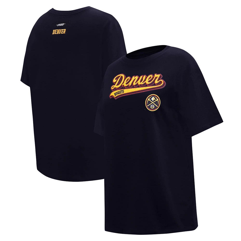 Women's Pro Standard Navy Denver Nuggets Script Boyfriend T-Shirt