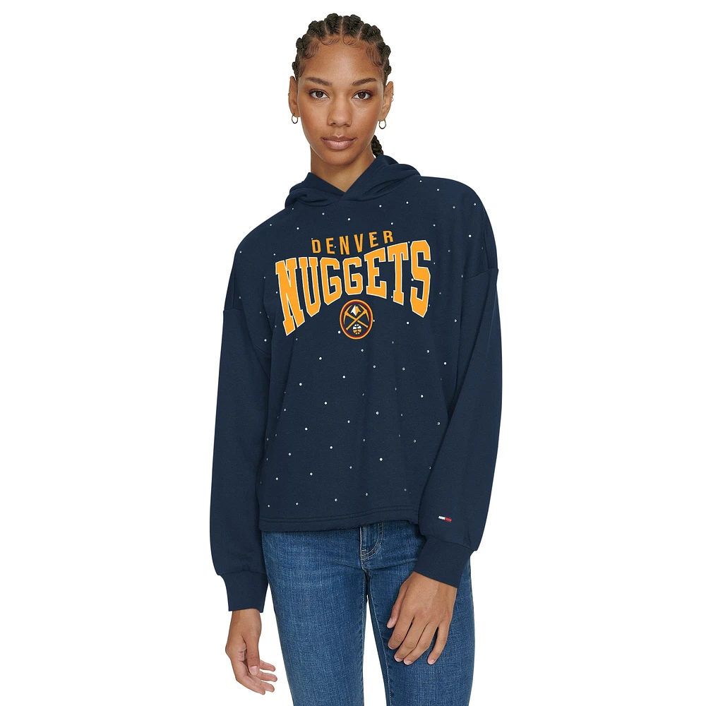 Women's Tommy Jeans Navy Denver Nuggets Stella Cropped Pullover Hoodie