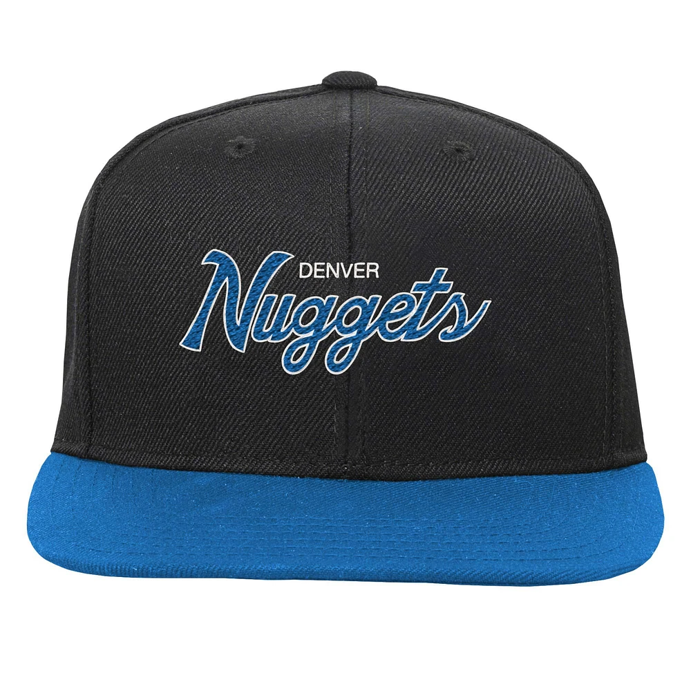 Casquette snapback noire Denver Nuggets Team Script pour jeune Mitchell & Ness