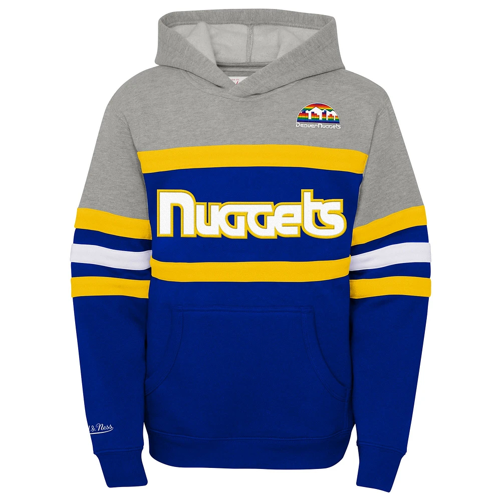 Sweat à capuche jeunesse Mitchell & Ness Royal/Heather Grey Denver Nuggets Hardwood Classics Head Coach