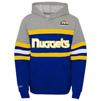 Sweat à capuche jeunesse Mitchell & Ness Royal/Heather Grey Denver Nuggets Hardwood Classics Head Coach