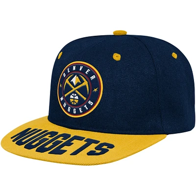 Casquette Snapback Denver Nuggets bleu marine/doré pour jeunes avec visière brodée et panneau arrière