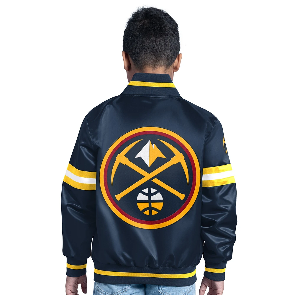 Veste universitaire à boutons-pression complète pour jeune Denver Nuggets Scrimmage Navy