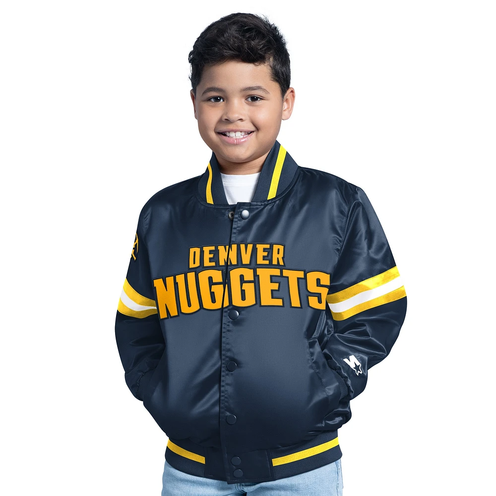 Veste universitaire à boutons-pression complète pour jeune Denver Nuggets Scrimmage Navy