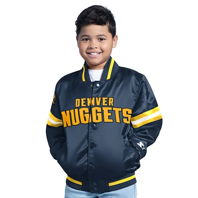 Veste universitaire à boutons-pression complète pour jeune Denver Nuggets Scrimmage Navy