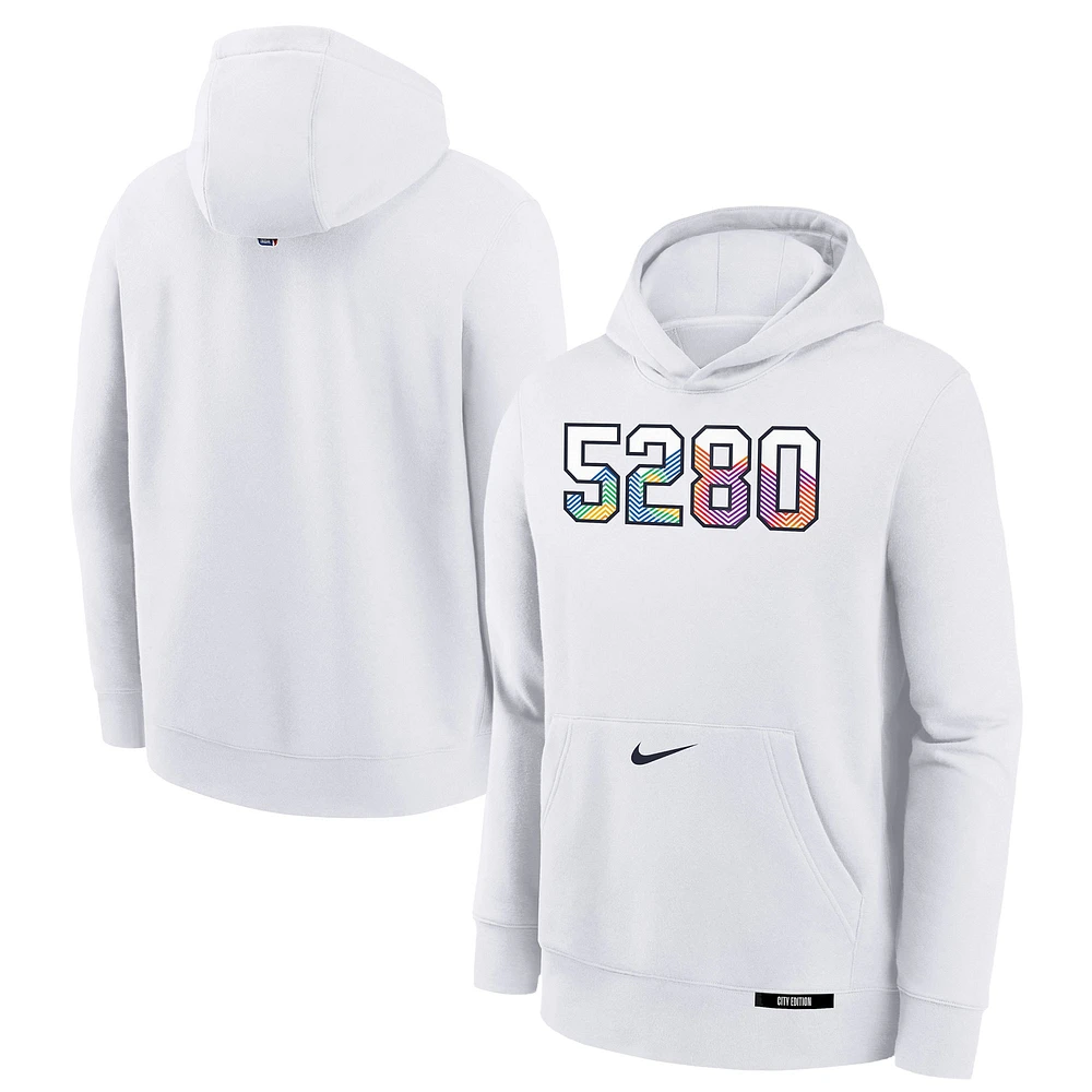 Youth Nike  White Denver Nuggets 2024/25 City Edition Club Fleece Pullover Hoodie