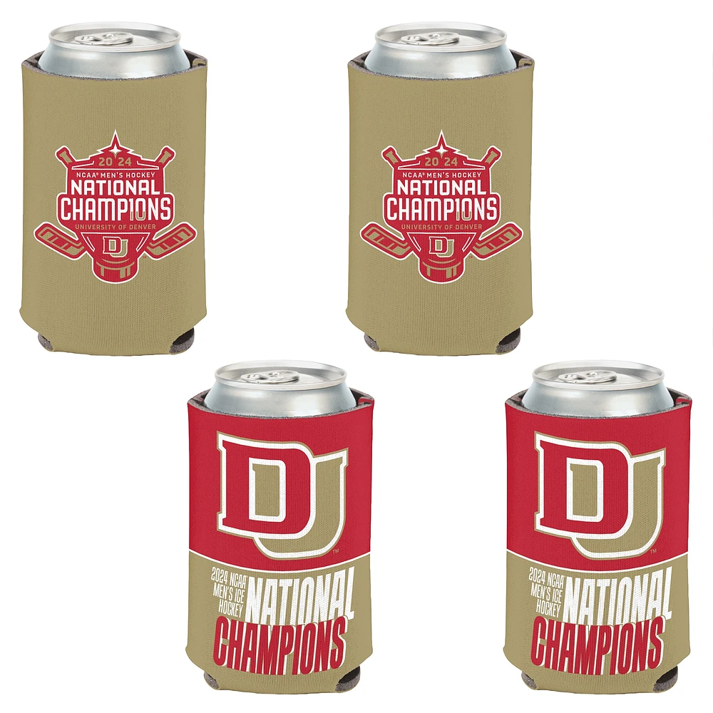 WinCraft  Denver Pioneers 2024 NCAA Men's Ice Hockey National Champions Four-Pack 12 oz. Can Cooler Set