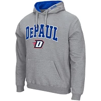Men's Colosseum Heathered Gray DePaul Blue Demons Arch & Logo 3.0 Pullover Hoodie