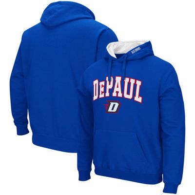 Men's Colosseum Royal DePaul Blue Demons Arch and Logo Pullover Hoodie