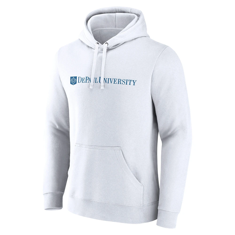 Men's Fanatics  White DePaul Blue Demons Primary Logo Pullover Hoodie