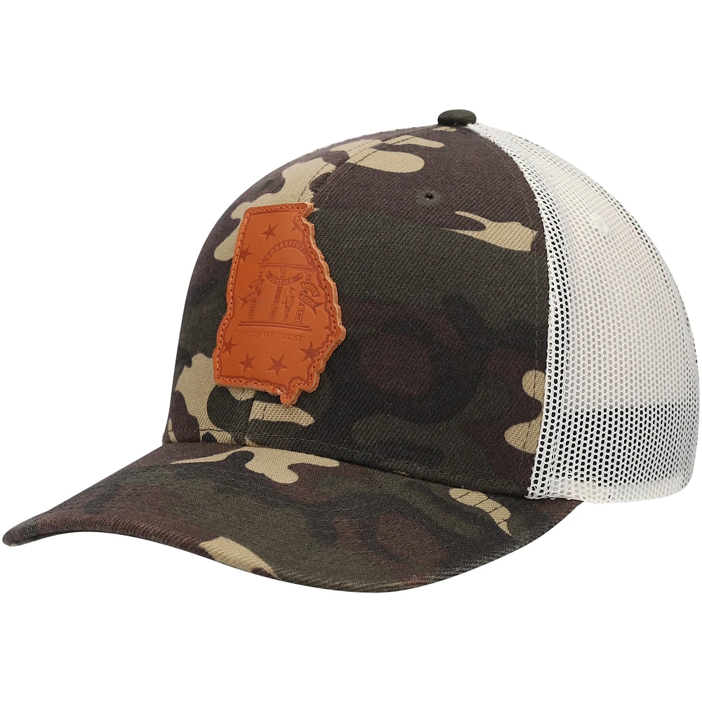 Casquette de camionneur Local Crowns Camo Georgia Icon Woodland State Patch pour homme