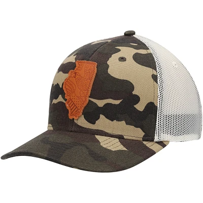 Casquette de camionneur Local Crowns Camo Illinois Icon Woodland State Patch pour homme