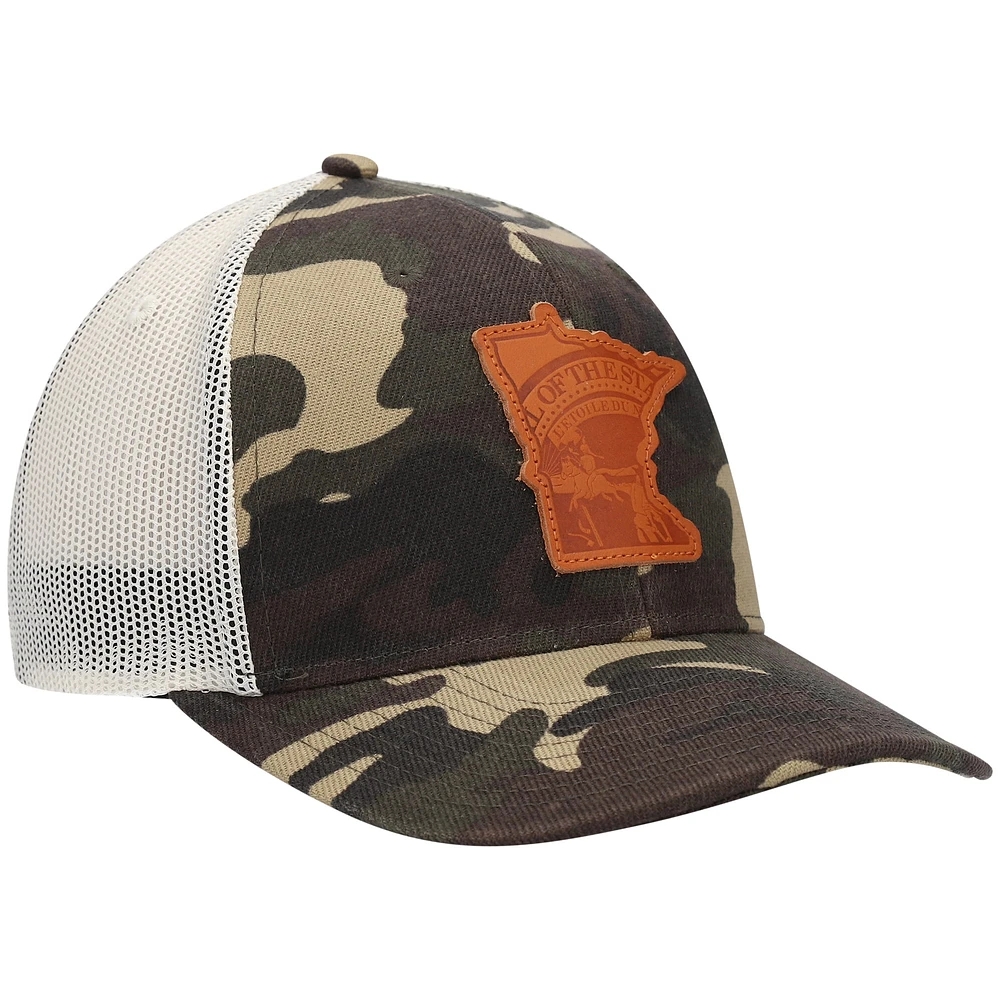 Casquette de camionneur Local Crowns Camo Minnesota Icon Woodland State Patch pour homme