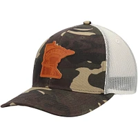 Men's Local Crowns Camo Minnesota Icon Woodland State Patch Trucker Snapback Hat