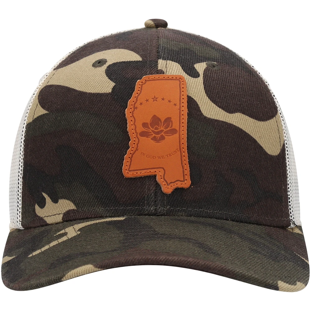 Casquette de camionneur Local Crowns Camo Mississippi Icon Woodland State Patch pour homme