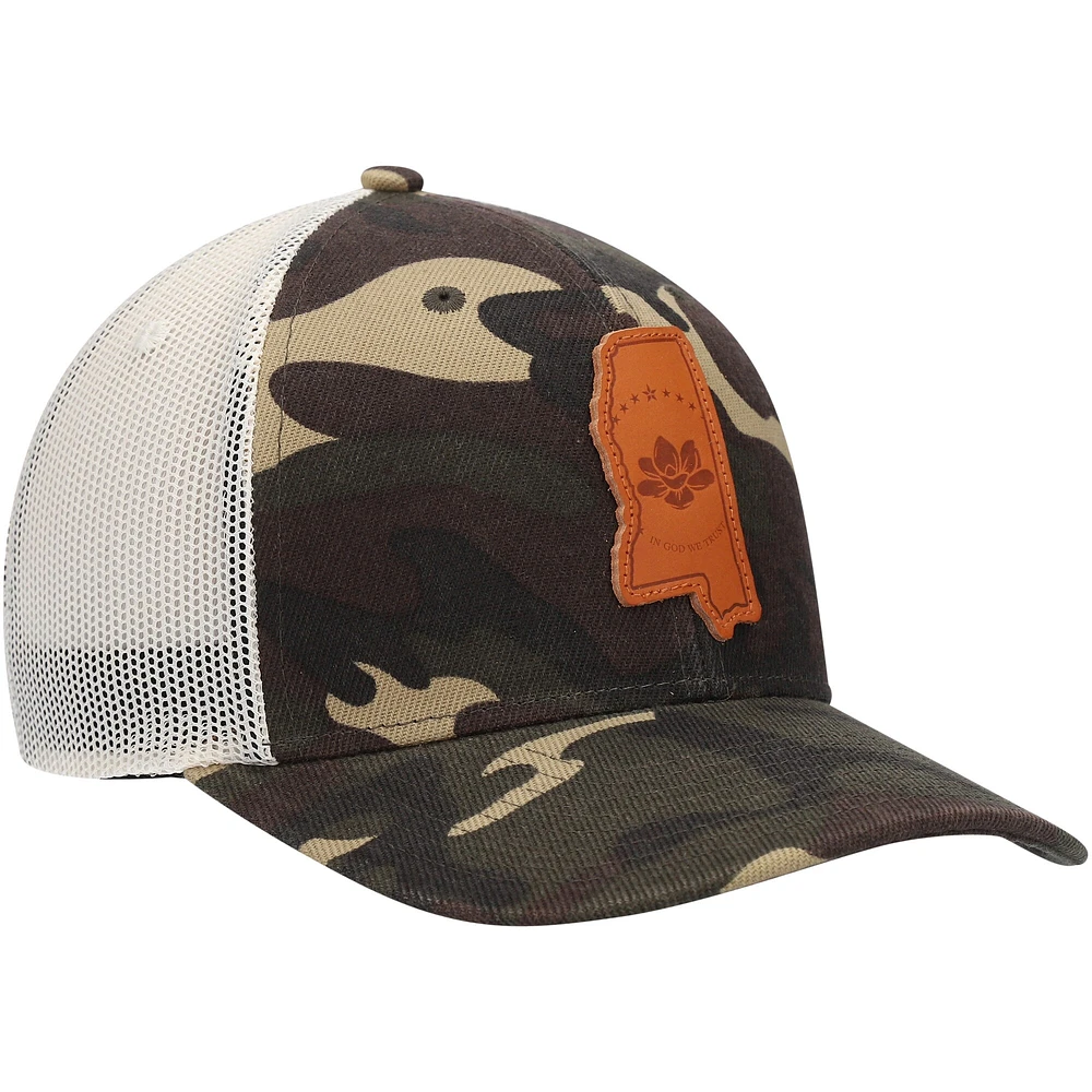 Casquette de camionneur Local Crowns Camo Mississippi Icon Woodland State Patch pour homme