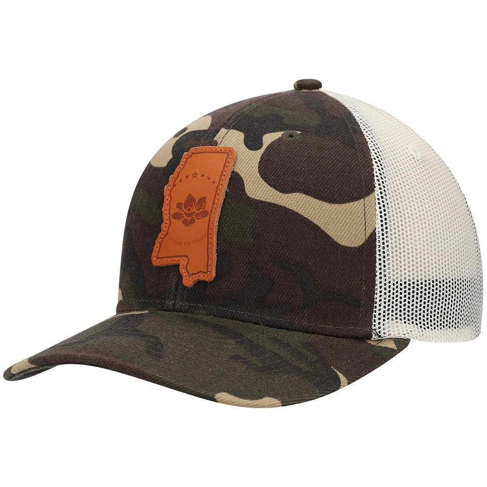 Casquette de camionneur Local Crowns Camo Mississippi Icon Woodland State Patch pour homme