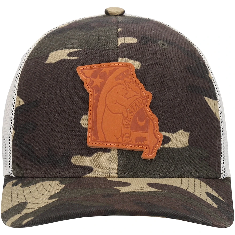 Men's Local Crowns Camo Missouri Icon Woodland State Patch Trucker Snapback Hat