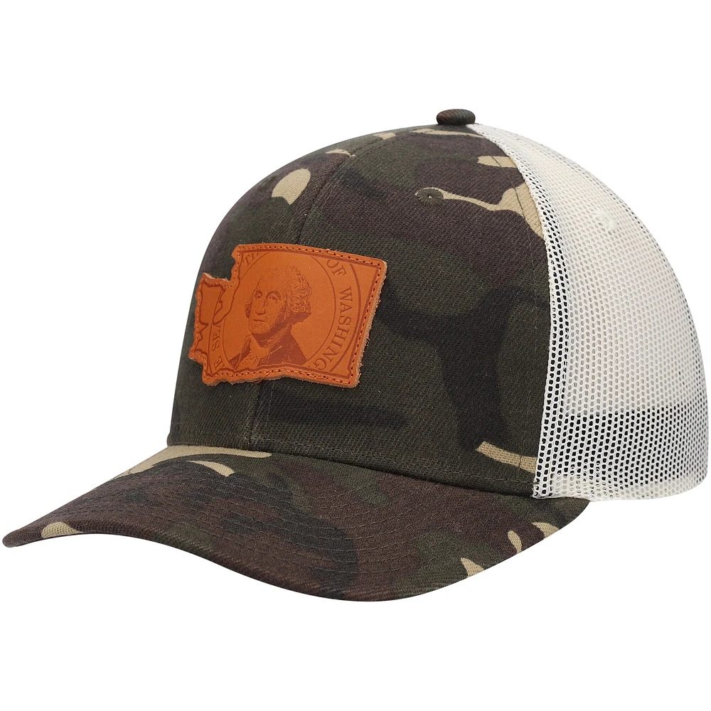 Casquette de camionneur Local Crowns Camo Washington Icon Woodland State Patch pour homme