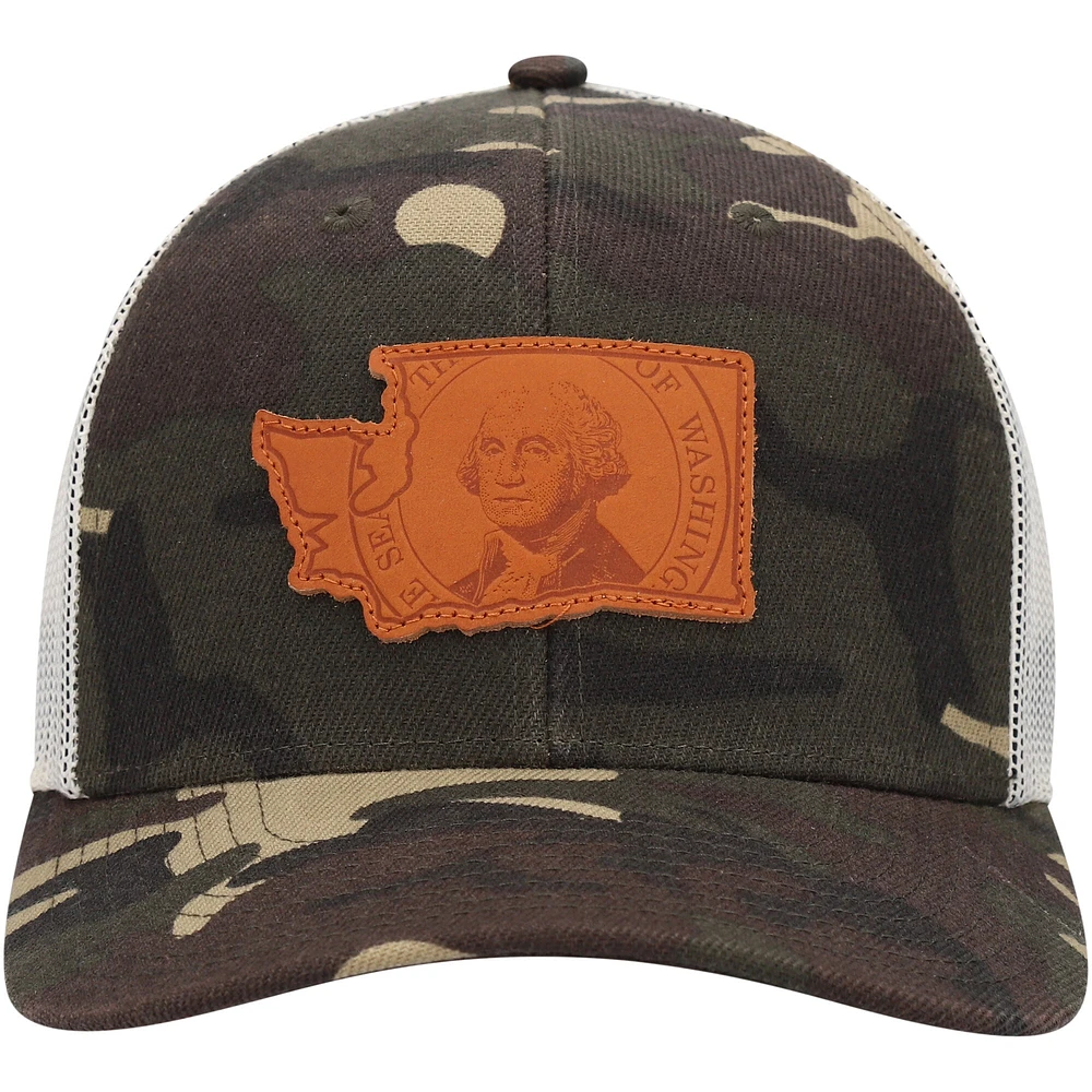 Casquette de camionneur Local Crowns Camo Washington Icon Woodland State Patch pour homme