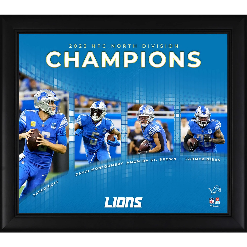 Collage 15" x 17" des champions de la division nord de la NFC 2023 des Lions de Détroit