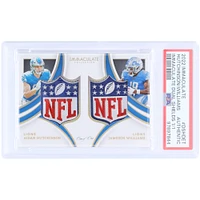 Carte recrue authentifiée PSA Aidan Hutchinson et Jameson Williams 2022 Panini Immaculate Collection Dual NFL Shield Relic #DSH-DET #1/1