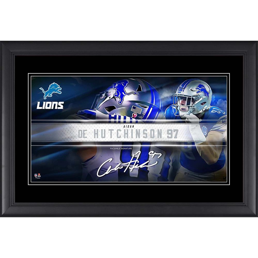 Aidan Hutchinson Detroit Lions Facsimile Signature Framed 10" x 18" Player Nameplate Collage