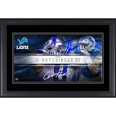 Aidan Hutchinson Detroit Lions Facsimile Signature Framed 10" x 18" Player Nameplate Collage
