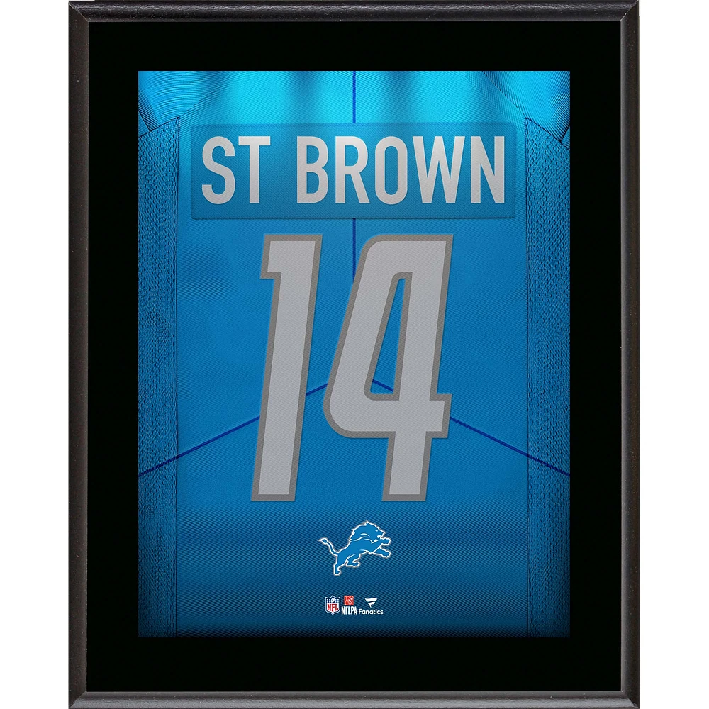 Plaque de joueur sublimée avec numéro de maillot Amon-Ra St. Brown Detroit Lions 10,5" x 13"