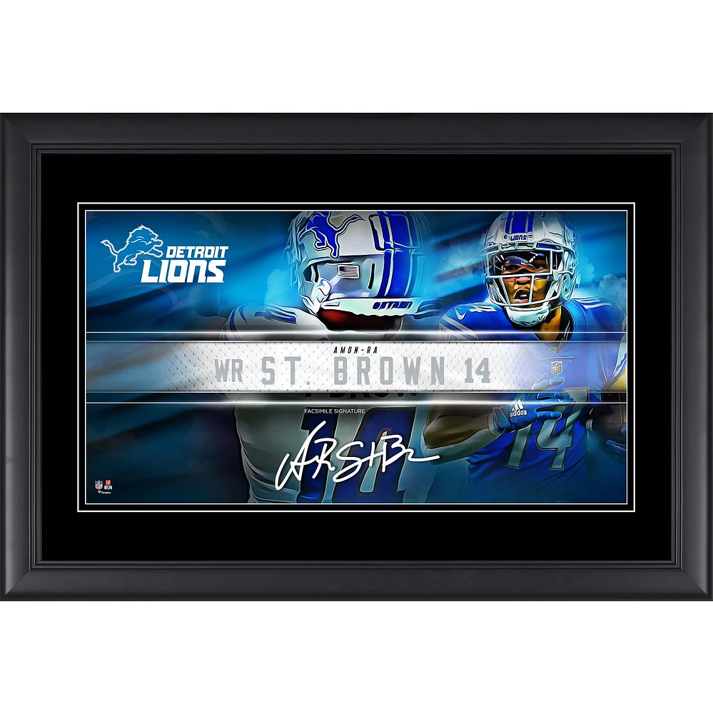 Amon-Ra St. Brown Detroit Lions Facsimile Signature Framed 10" x 18" Player Nameplate Collage
