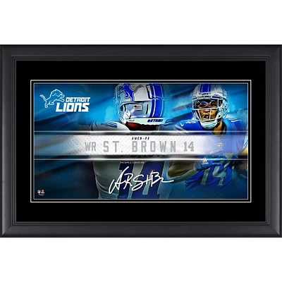 Amon-Ra St. Brown Detroit Lions Facsimile Signature Framed 10" x 18" Player Nameplate Collage