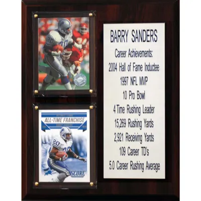 Autographed Detroit Lions Barry Sanders Fanatics Authentic Framed 8 x 10  Blue Jersey Vertical Photograph