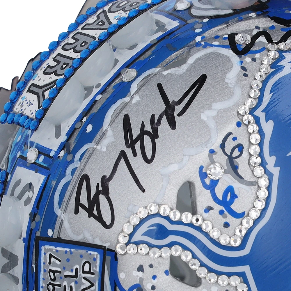 Barry Sanders Detroit Lions Autographed Riddell Speed Mini Helmet with Art by Charles Fazzino - RG13322302