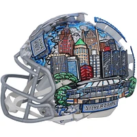 Barry Sanders Detroit Lions Autographed Riddell Speed Mini Helmet with Art by Charles Fazzino - RG13322302