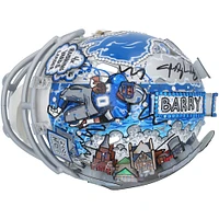 Barry Sanders Detroit Lions Autographed Riddell Speed Mini Helmet with Art by Charles Fazzino - RG13322302