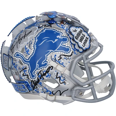 Barry Sanders Detroit Lions Autographed Riddell Speed Mini Helmet with Art by Charles Fazzino - RG13322302