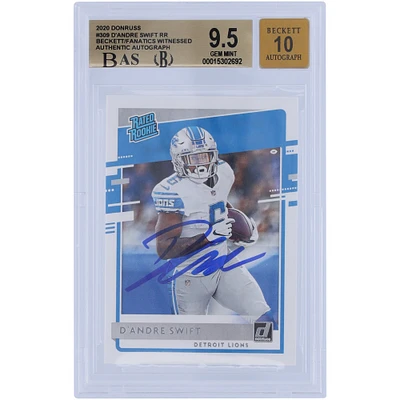 Carte de recrue authentifiée 9,5/10 de Beckett Fanatics 2020 autographiée par D'Andre Swift Detroit Lions - Sous-catégories 9,5, 9,5, 10, 9,5