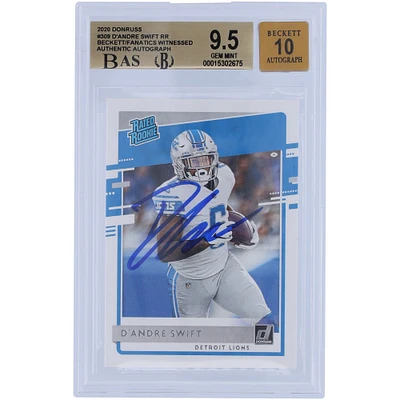 Carte de recrue authentifiée 9,5/10 de Beckett Fanatics 2020 autographiée par D'Andre Swift Detroit Lions - Sous-catégories 9,5, 9,5, 9,5, 10