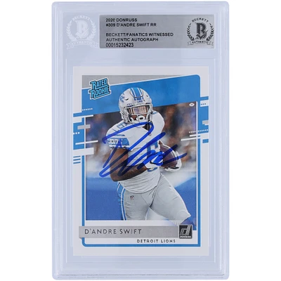 Carte de recrue authentifiée signée D'Andre Swift Detroit Lions 2020 Panini Donruss classée Rookie #309 Beckett Fanatics