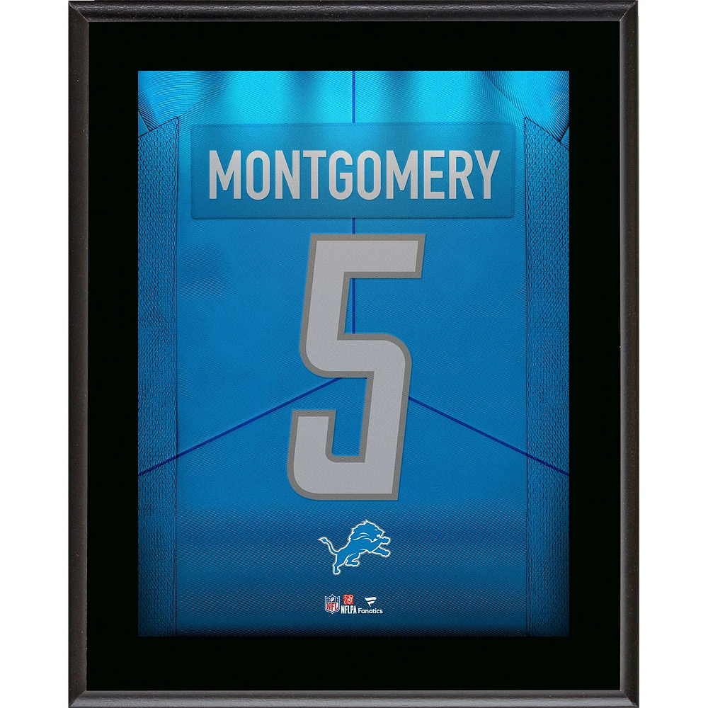 Plaque de joueur sublimée avec numéro de maillot des Lions de Détroit de David Montgomery 10,5" x 13"