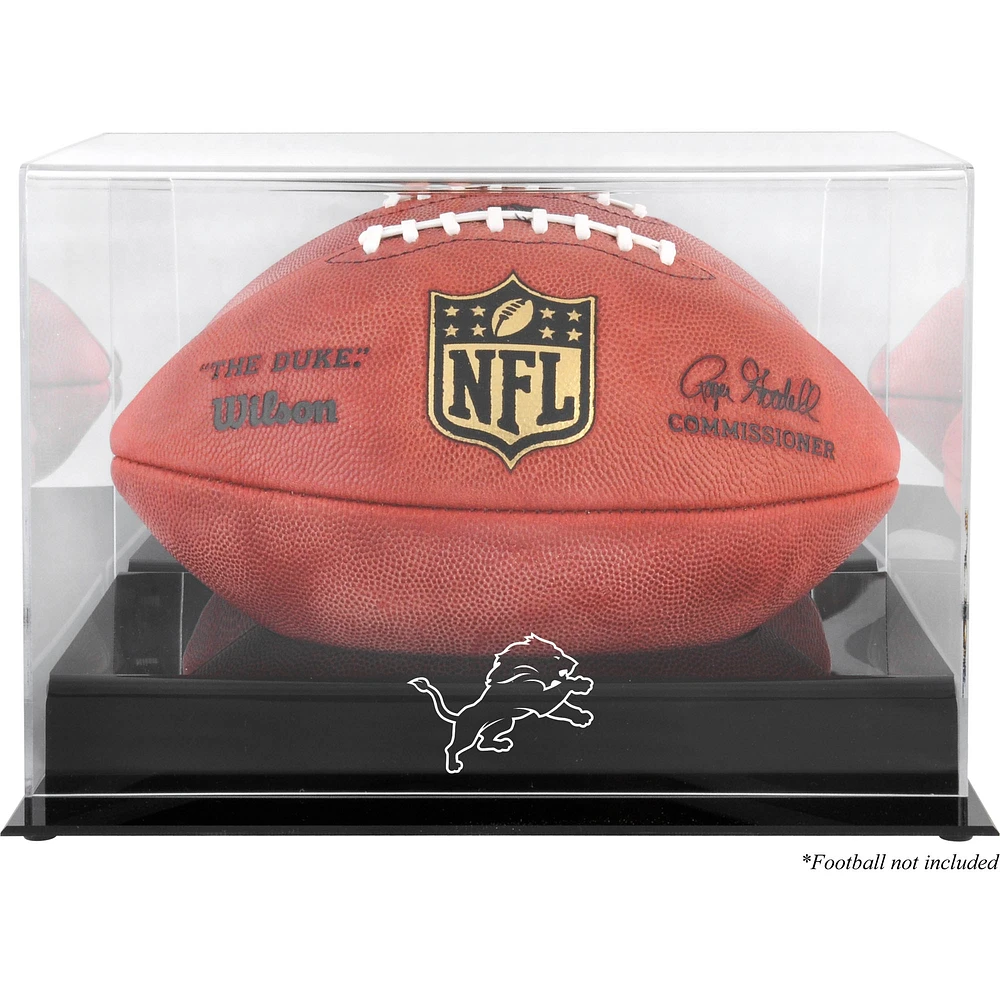Vitrine de présentation du logo de football Detroit Lions à base noire avec dos miroir