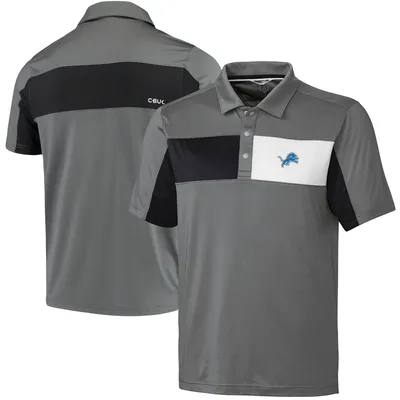 Men's Cutter & Buck Black Detroit Lions Pike Double Dot Print Stretch Polo Size: Large